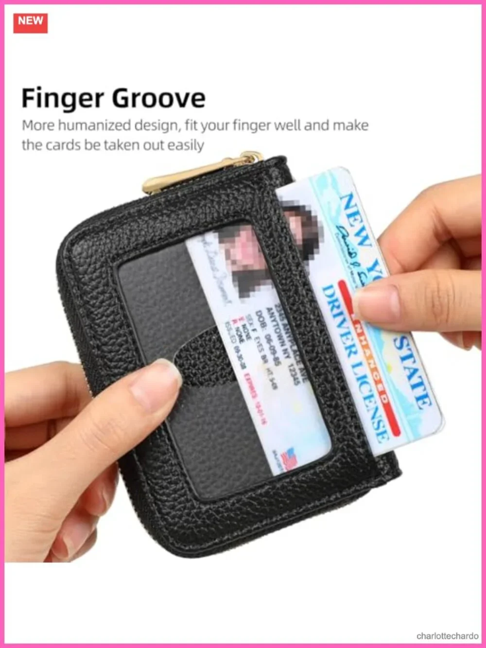 Vegan Leather RFID Blocking Credit Card Wallet with Key Chain 13 Slots